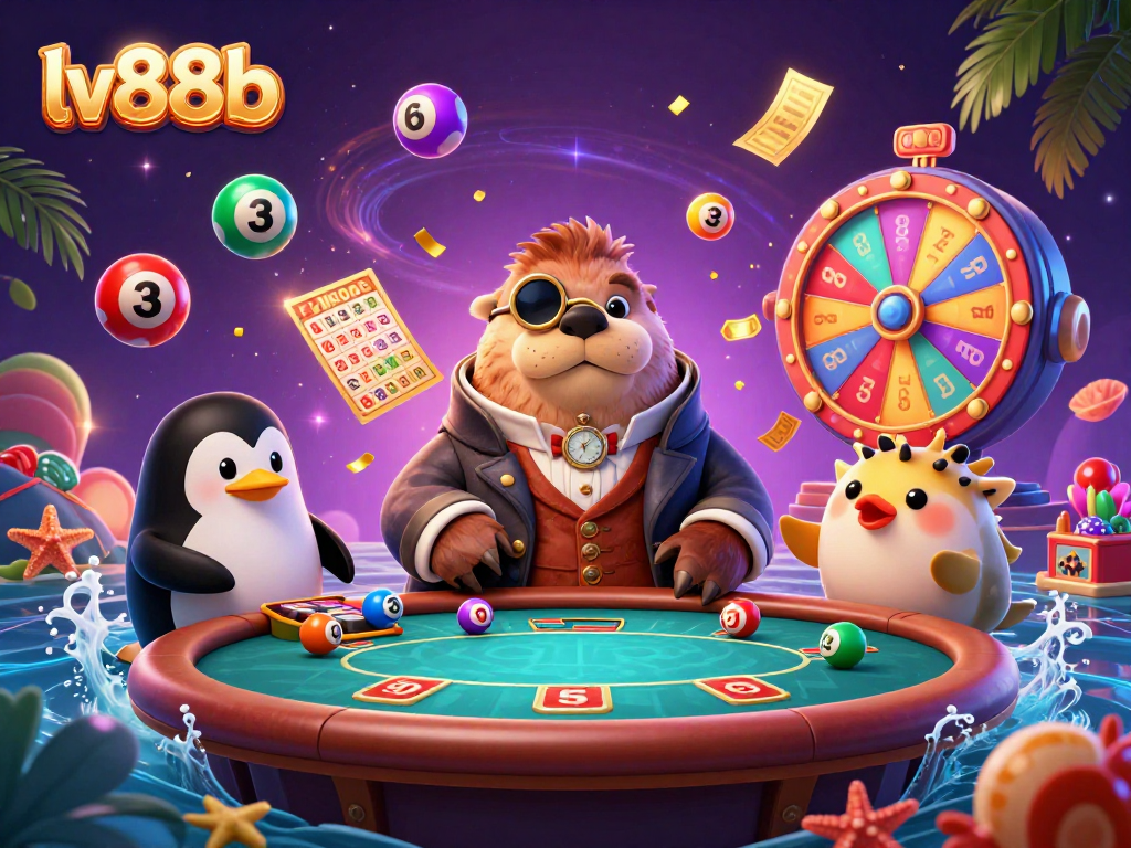 Engage in thrilling poker at lv88b with a lively walrus, sophisticated dealer, and dynamic game elements.