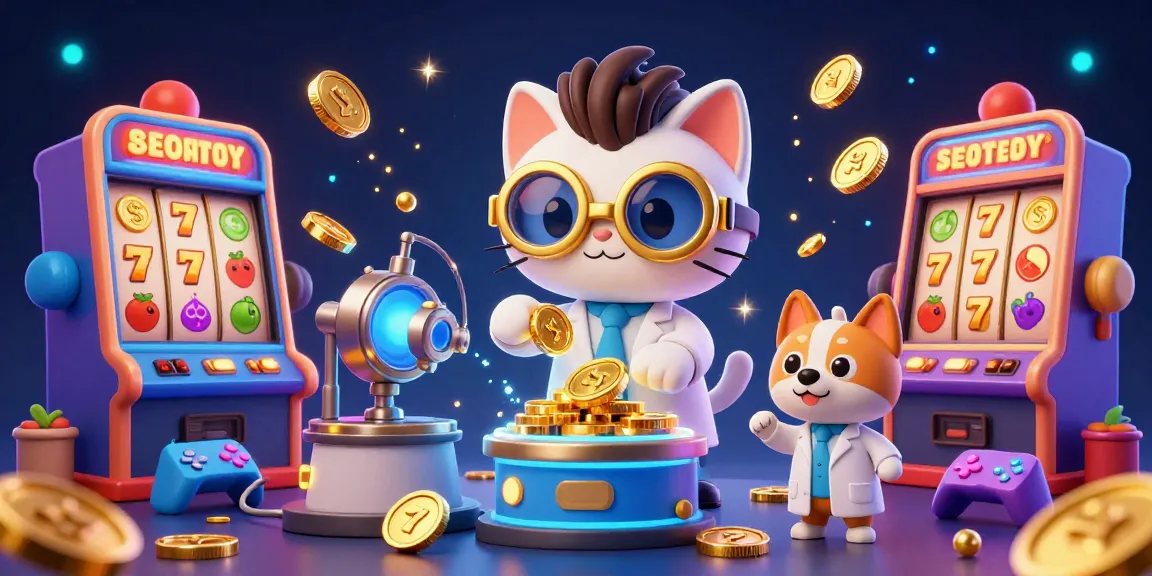Menghasilkan jackpot di diva4d dengan mesin slot 3D dan karakter kartun yang beraksi di latar belakang yang cerah.