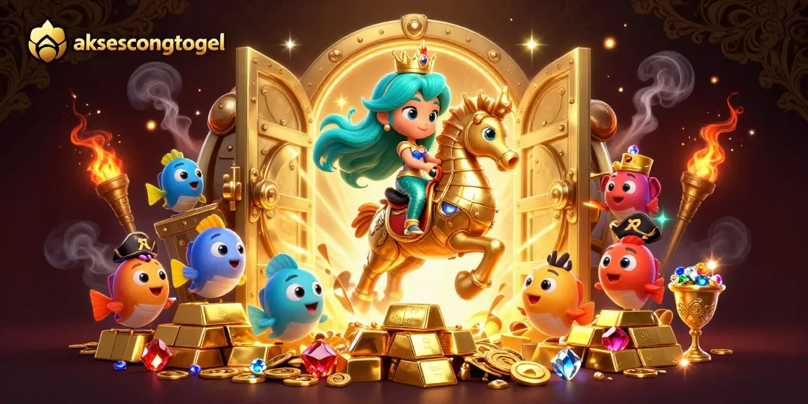 Engage in spectacular gameplay at aksescongtogel, featuring a vibrant scene with treasures and characters.