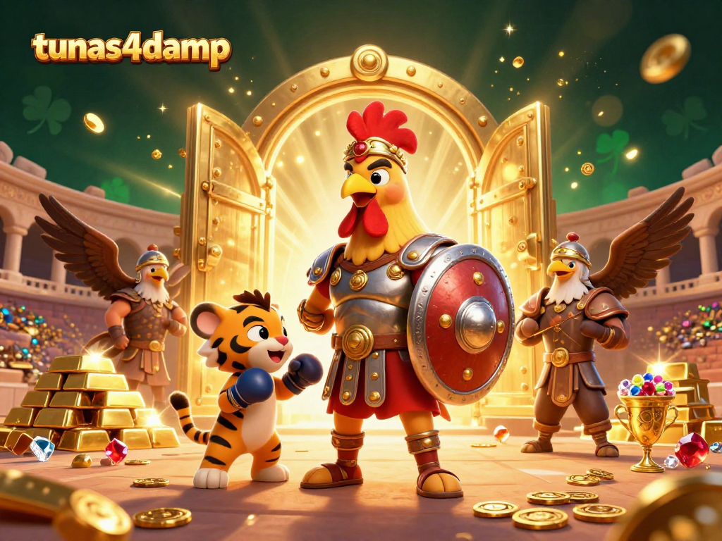 Engage with tunas4damp’s thrilling gaming experience in a dazzling 3D illustration of a dynamic casino scene.