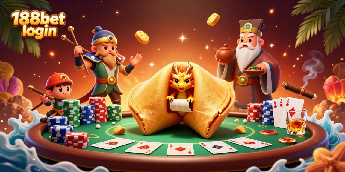 Mengakses 188bet login melalui ilustrasi kasino yang menampilkan karakter fantastis dan elemen permainan menarik.