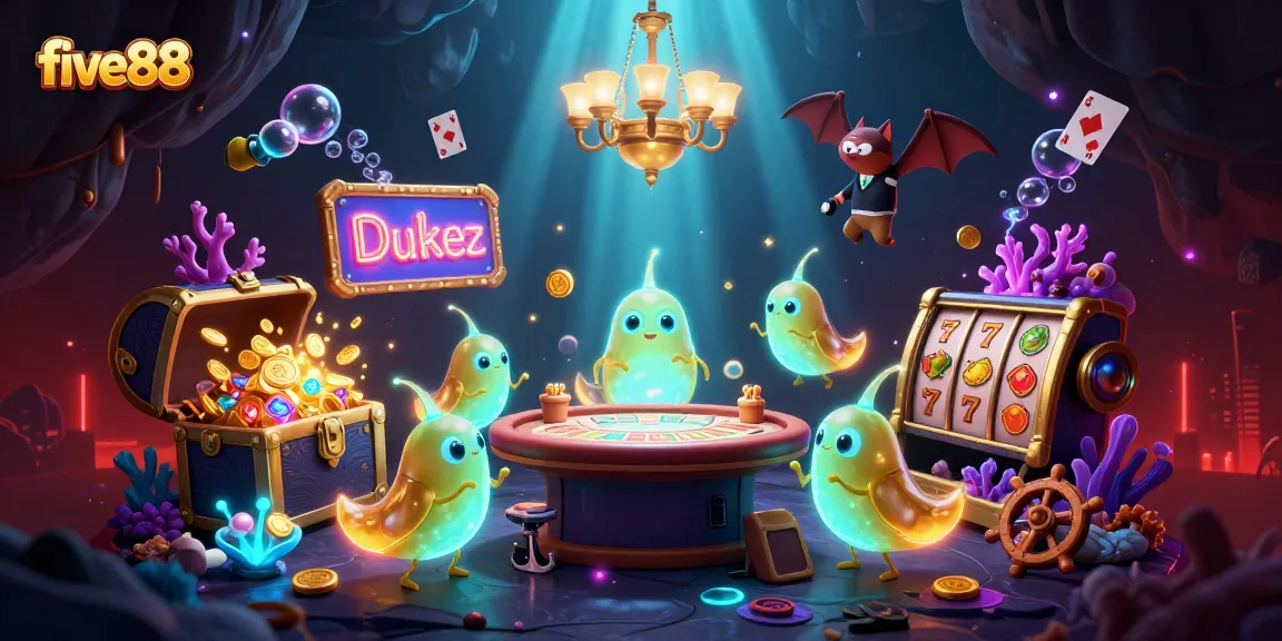Experience the vibrant five88 casino illuminated by bioluminescent glowworms in a unique underwater scene.