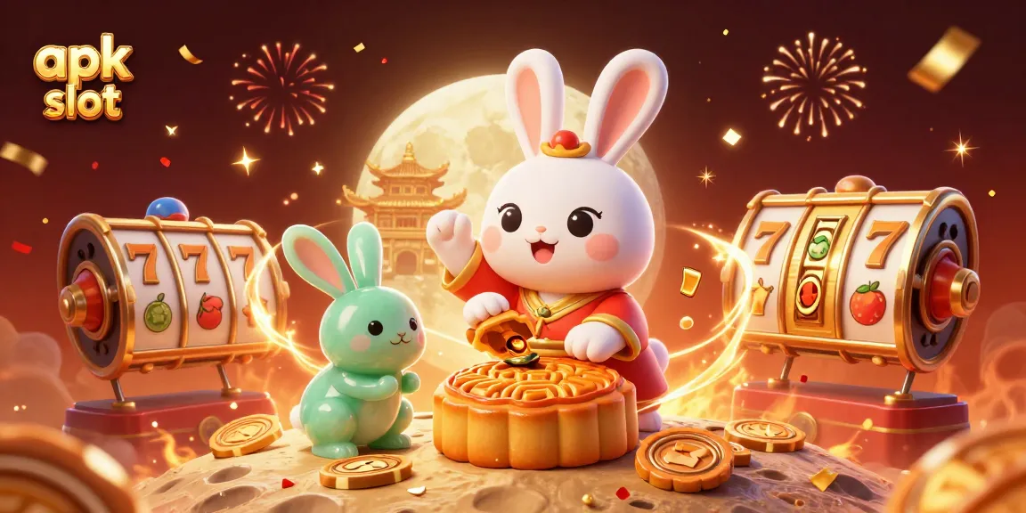 Permainan apk slot dengan karakter kelinci bulan dan permainan dinamis, semarak warna dan detail menarik.