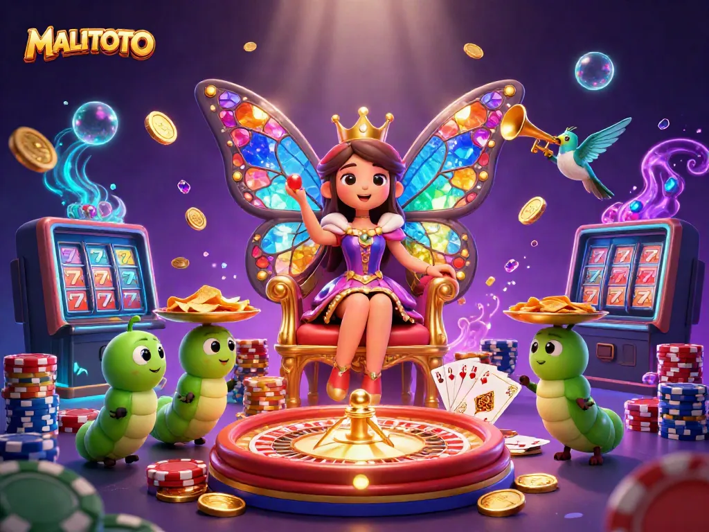 MALITOTO features a stunning butterfly queen surrounded by casino elements, encapsulating the excitement of online gambling.