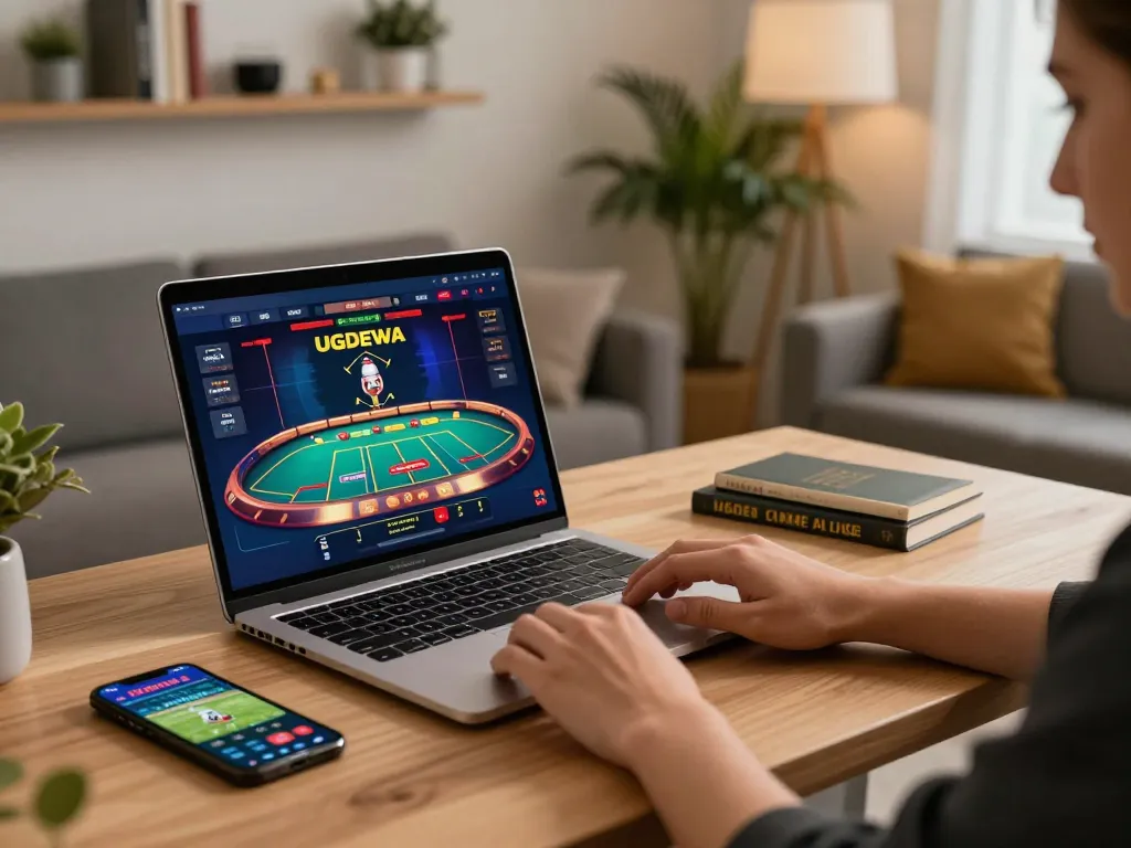 Engaging gameplay on UGDEWA platform with live dealer interface in a cozy online casino setting