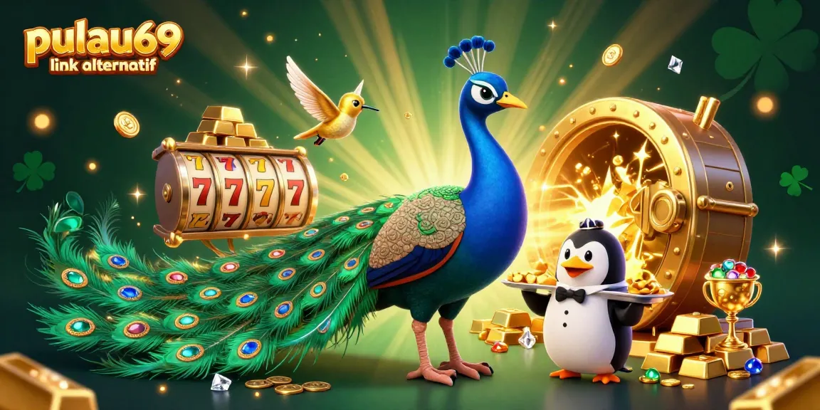 Engage with pulau69 link alternatif through vibrant casino illustration featuring rich gems and slot elements.