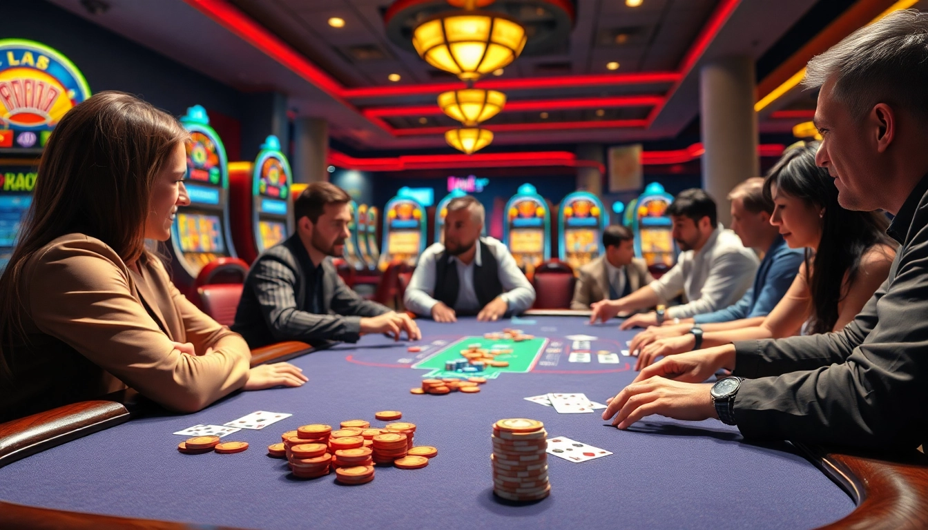 Experience afk toto in a lively casino atmosphere with players at a gaming table.
