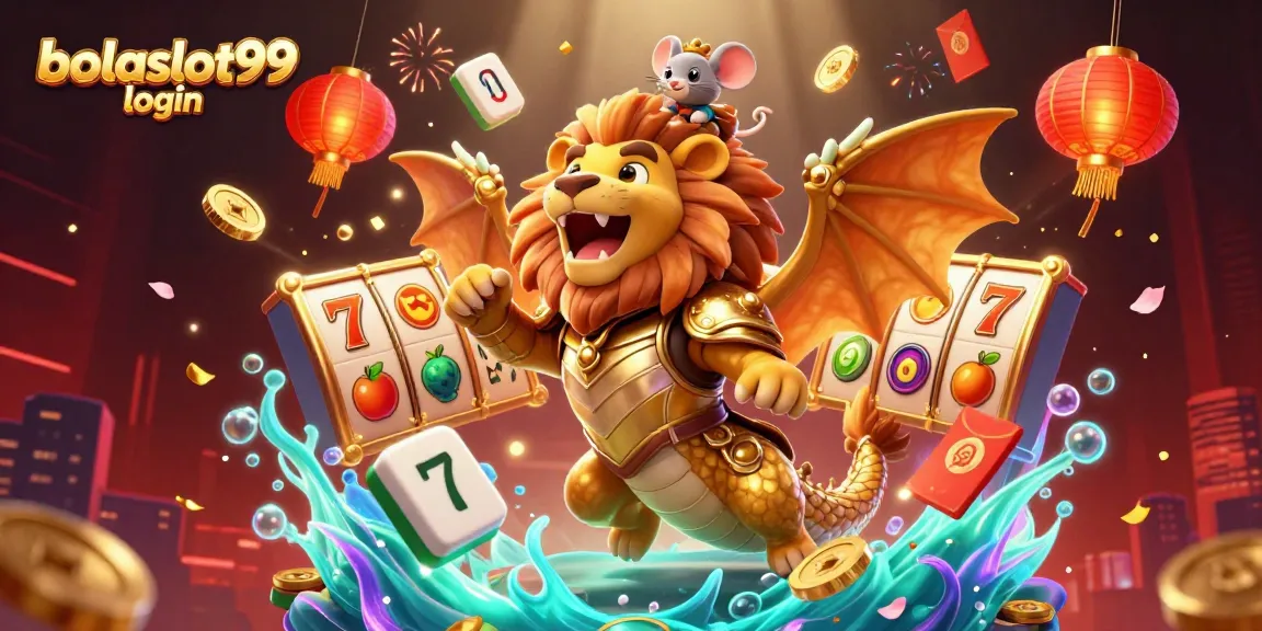 Engage with the bolaslot99 login experience amidst vibrant casino elements and 3D characters.