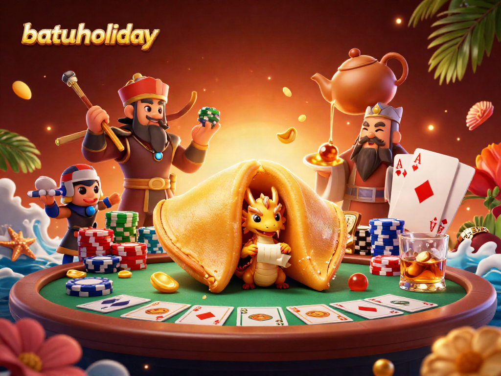 Engage in batuholiday casino fun with a vibrant 3D dragon and golden cookie scene!