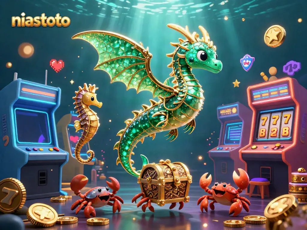 Experience thrilling wins with niastoto's vibrant underwater casino adventure featuring a stunning sea dragon and gaming elements.