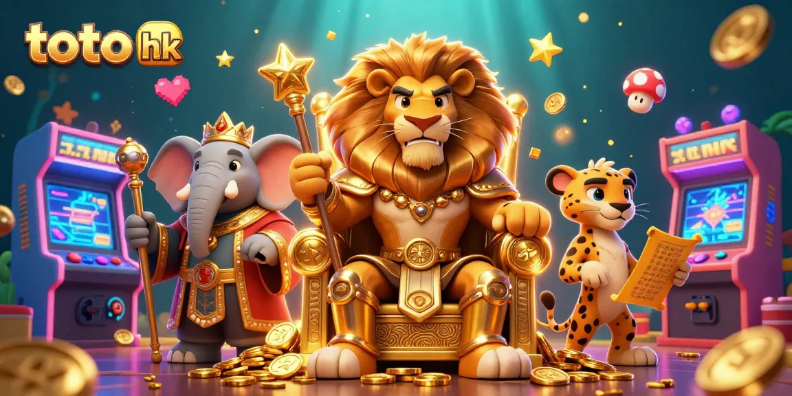 Toto hk menampilkan raja singa, gajah bijak, dan cheetah cepat dalam ilustrasi kasino yang kaya