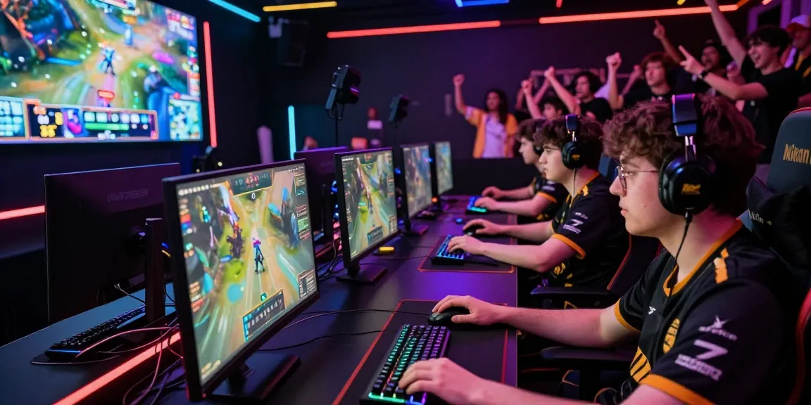 Tim esports bermain liga galaxy dengan fokus tinggi di arena modern.
